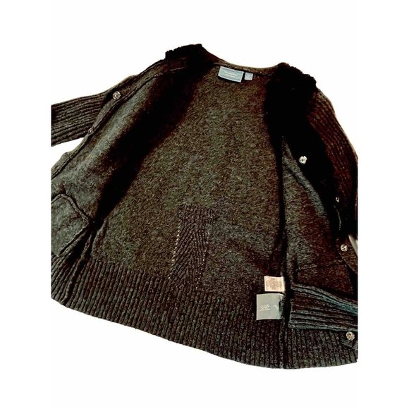 Simply Vera Vera Wang dark gray size XS cardigan sweater Plush Faux Fur - Picture 9 of 10